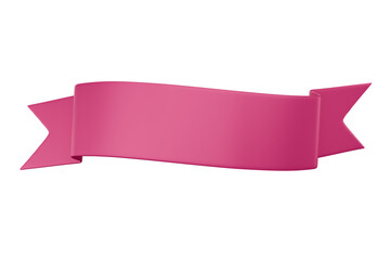pink 3d banner ribbon on transparent background