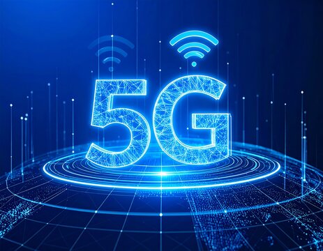 Futuristic 5G network graphic - Powered by Adobe