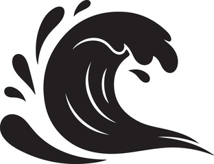 Ocean Wave and Water Splash Silhouette Vector