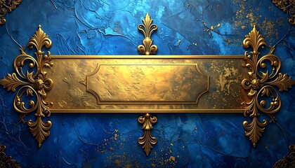 Gold plaque on textured blue background