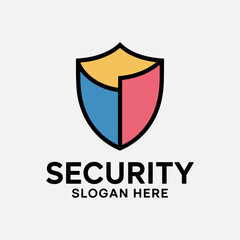 Naklejka premium Pixel digital shield security logo defense symbol vector design illustration