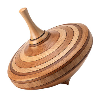 Detailed wooden spinning top lattu toy isolated on a studio shot