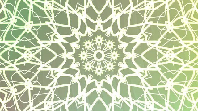 Abstracts Twirls Kaleidoscope A, Abstract glowing mandala animation with intricate geometric patterns in a seamless loop,  Video Stock royalty.