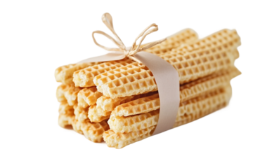 Tied wafer sticks in stylish presentation isolated on transparent background