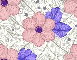 Naklejka premium Delicate floral and leaf pattern