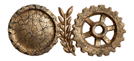 Vintage Gold Decorative Elements with Cracked Texture and Leaf Design