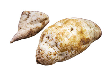 basket with brazilian sweet potato, tuber from latin america used as a culinary ingredient, copyspace