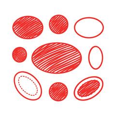 Draw red blood cells in a sketch style with bold red shading and white background.