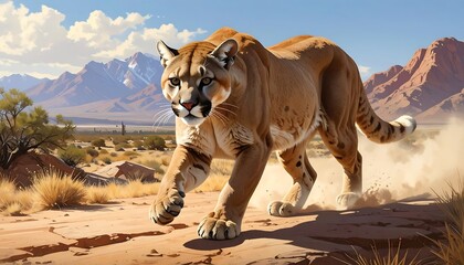 Cougar in desert landscape
