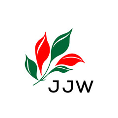 JJW Nature Inspired Minimalist Logo Template, JJW Later Logo, Elegant Botanical Logo with Abstract Leaves, 
