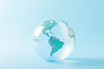 Fototapeta premium Minimalist globe on a light blue background.