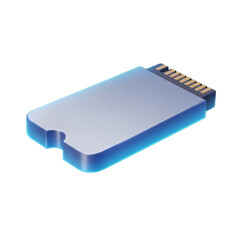 3d render of a solid state drive ssd with a blue glow, isolated on transparent background
