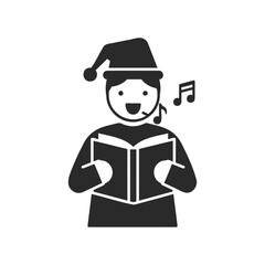 Icon of person singing christmas carols in santa hat