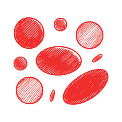 Draw red blood cells in a sketch style with bold red shading and white background.