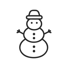 Minimalist black and white snowman line art with hat