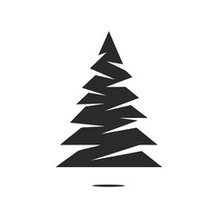 Obraz premium Minimalist abstract black christmas tree design on white background