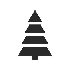 Obraz premium Minimalist geometric christmas tree icon in black on white background