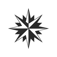 Black and white nautical compass rose design with cardinal directions
