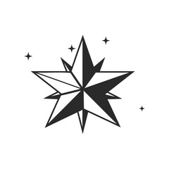 Obraz premium Geometric star with sparkle elements in monochrome design