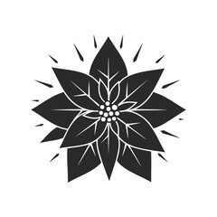 Black silhouette of stylized poinsettia flower
