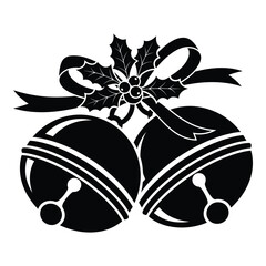 Classic christmas bells holly and ribbon silhouette for festive holiday designs silhouette