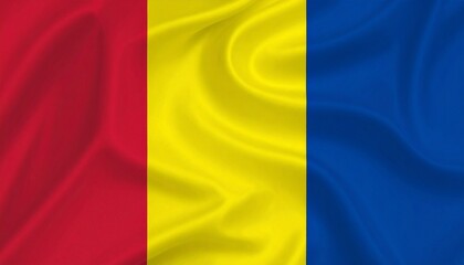 Obraz premium Red for courage, yellow for light, blue for freedom—Romania’s flag rises in vertical harmony, a banner of spirit and sovereignty stitched with historical pride, vibrant resilience, and the quiet stren