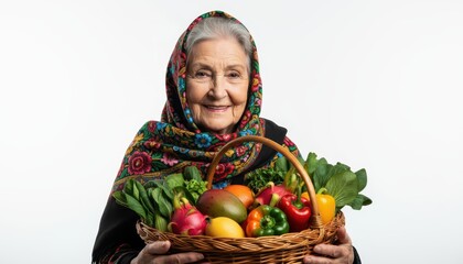 Elderly woman at farmers market
