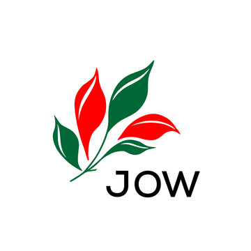 JOW Nature Inspired Minimalist Logo Template, JOW Later Logo, Elegant Botanical Logo with Abstract Leaves, 

