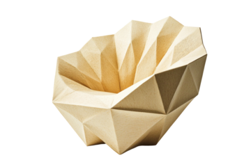 Unique artistic chair mimicking paper folds isolated on transparent background