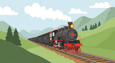 steam train in the mountains