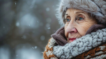 Sad Old Woman Looking Through Her Eyes with Deep Emotion