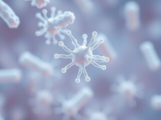 Obraz premium Abstract Artistic Rendering of Viruses or Microbes with Soft Blue Background