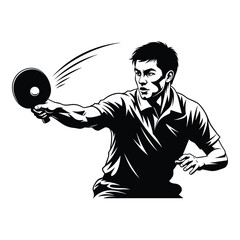Dynamic table tennis player serving a ball energetic sports action graphic art silhouette