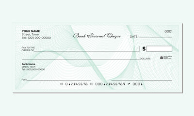 Bank Check Template Vector with Signature Line