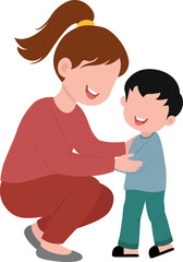 Illustration of Mother Embracing Her Child