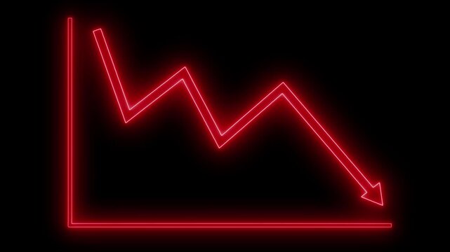 Neon Downward Trend Line Graph Animation