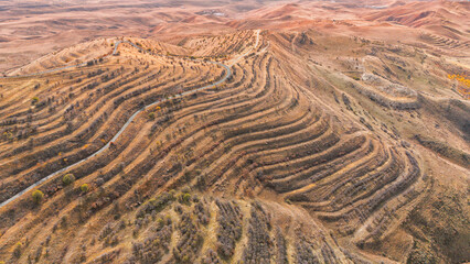 Drone view of a mountain, a mountainous area in Armenia