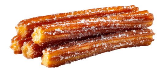 Delicious Churros Stacked on Transparent Background with Sugar Coating