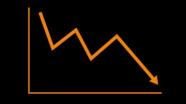 Downward Trend Line Graph, Animated Bar Chart Showing Business Growth Statistics and Financial Report