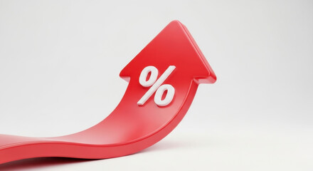 Red Arrow Showing Percentage Increase and Financial Growth Concept