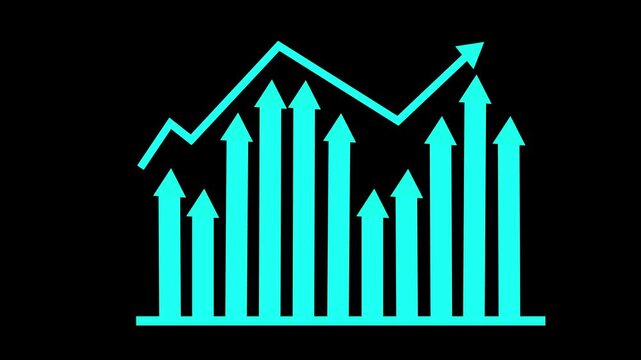 Arrows Indicating Growth and Decline, Infographic Style Business Report with Animated Bar Graph and Charts
