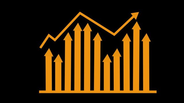 Arrows Indicating Growth and Decline, Infographic Style Business Report with Animated Bar Graph and Charts