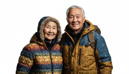 Elderly couple hiking in a national park
