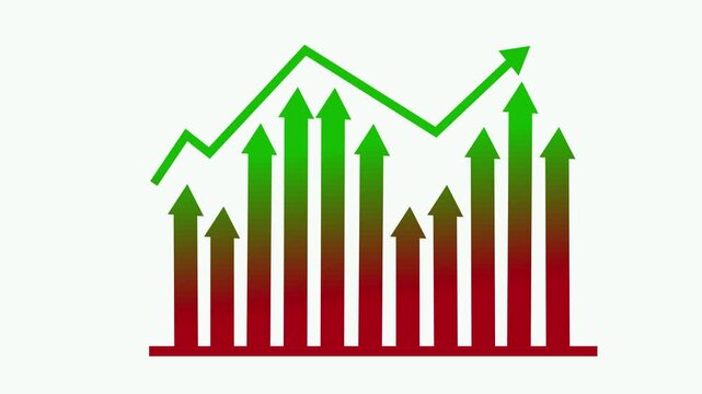 Arrows Indicating Growth and Decline, Infographic Style Business Report with Animated Bar Graph and Charts