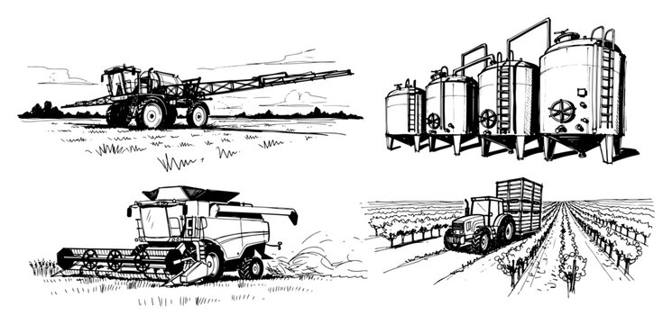 Hand Drawn Illustrations of Agriculture and Farming