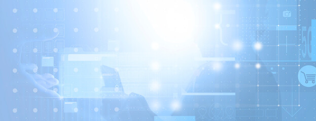 Digital technology background with 5G network and mobile connection