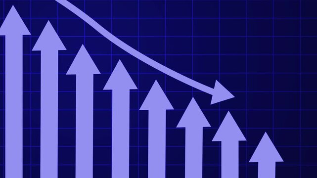 Stylized graph showing growth and decline, Animated Business Metrics Report