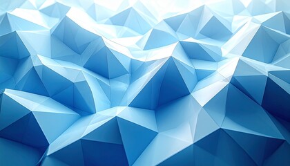 Obraz premium Modern blue and white abstract geometric low poly background. Digital 3D render with crystalline facets and subtle light for technology.