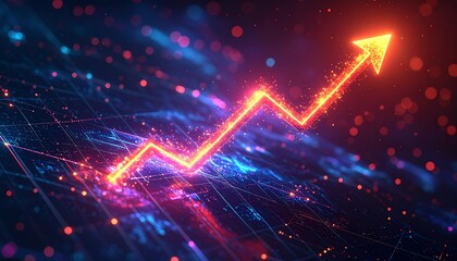 Digital Growth Arrow Up: Business Success & Financial Progress.