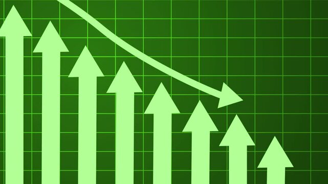 Stylized graph showing growth and decline, Animated Business Metrics Report